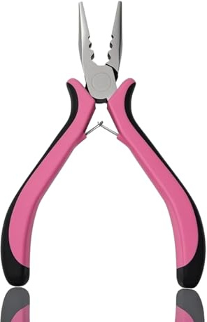Hair Extension Pliers with 3-Hole Design for Micro and Nano Rings, Durable and Ergonomic Hair Extension Tools for Professional Hairs Extensions and Removal Tool (Pink)