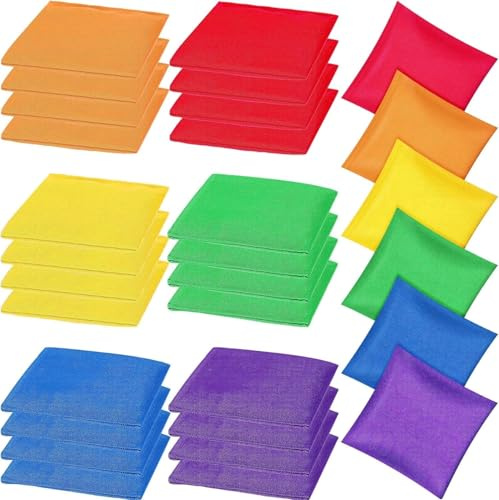 Cornhole - Set di 24 pouf da lanciare, 15 x 15 cm, in nylon, impermeabile, sacchetti per fagioli con borsa per il trasporto per bambini, in PE sensoriale, per la formazione sportiva