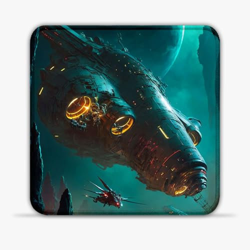 Tapis Souris Post-apocalyptique Vaisseau Spatial (20X20) CM 7.87(in) Tapis Souris à Bord Cousu Tapis Souris en Caoutchouc imperméable antidérapant pour Souris Laser/Optique
