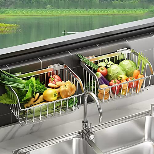 Frutero Cesta de almacenamiento de alambre, estante de pared colgante apilable, almacenamiento de estantes de baño de frutas, estante de frutas y verduras en acero inoxidable 304, for frutas, verduras