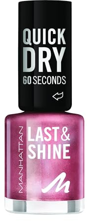MANHATTAN Last & Shine schnelltrocknender Nail Polish, veganer & tierversuchsfreier Nagellack, langanhaltend, ultraglänzendes Finish, 8ml, Fb. 110 Birthday Queen
