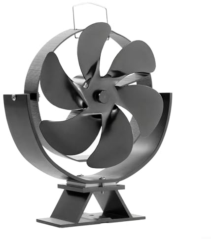 Zilimontt Ventilateur de cheminée à angle réglable pour poêle à bois, répartition silencieuse de la chaleur économe en énergie avec réglage multi-angle, 5 ou 6 pales pour chauffage domestique (6