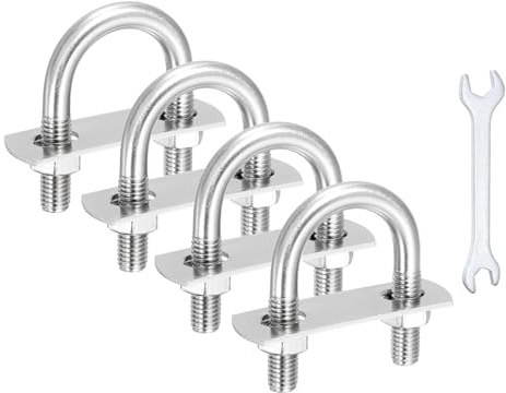 QUARKZMAN 4 Piezas Pernos U M8, Ancho Interior 1.18(30mm) Longitud 2.16(55mm) Pernos U De Acero Inoxidable 304 Con Tuercas Arandelas De Placa Y Llave Para Remolques Botes Ejes Velero