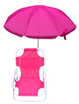 Tmboryuu Silla de playa plegable para niños con parasol desmontable, marco de metal ligero para actividades al aire libre