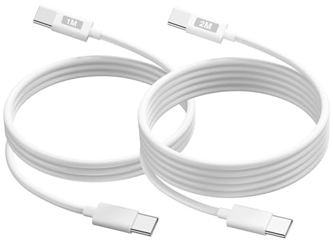 Cable USB C vers USB C, Câble USB C Charge Rapide Chargeur [1M+2M] 60W | Cable Type C pour iPhone 17/16/15/Pro/Plus/Pro Max/Air, MacBook Pro iPad Air 4, Galaxy S25 S24 S23, Google Pixel 10 9, Sony