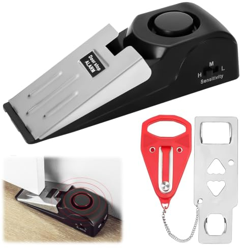 2PCS Portable Door Lock for Hotel Door Jammer with 120dB Alert Compact | for Traveling Hotel Home Apartment College House,Easy to Carry,Adjustable Safety Bar Heavy Duty Door Stopper