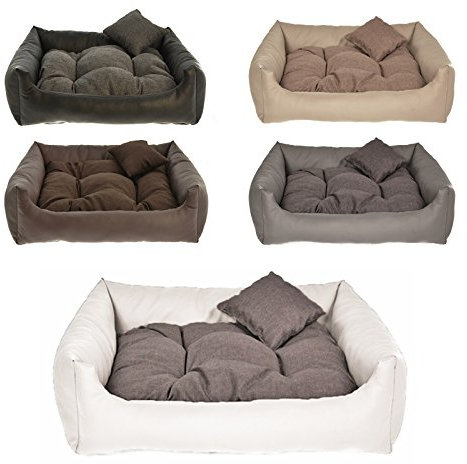 Hundebett Kunst Leder Hundekissen Hundesofa Katzenbett Hundekorb M L XL XXL XXXL (XXL (110x90 cm), Weiss)