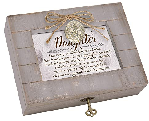 Cottage Garden Daughter Days Turned Into Years Grey Distressed Locket Music Box Plays Edelweiss