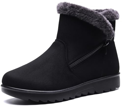 Vunavueya Stivali Donna Invernali Scarpe Stivaletti da Neve con Imbottitura Calda Stivali alla Caviglia Caldi Boots Scarpe Nero Noir 37 EU/240CN