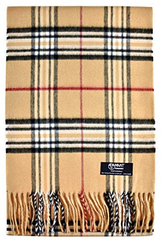 ADAMANT Schal Herren/Damen=Unisex 100% Climaxsoft (weich wie Kaschmir) STANDARD-MAß - MADE IN GERMANY (Camel-Karo)