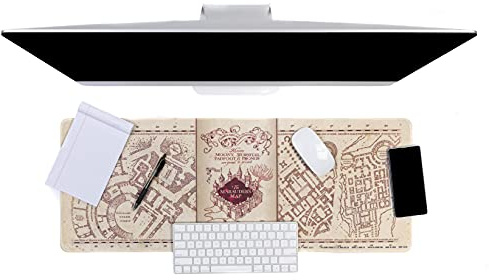 Paladone Harry Potter Marauders Karta Spel Skrivbordsmatta 40 cm x 80 cm, Kontorsskrivbordsunderlägg Laptopmatta för kontor och hem, Beige, En Storlek, PP8826HP