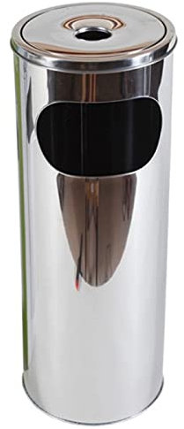 Acan Cenicero- Papelera de Metal de 20,6x59 cm. Basurero con Apartado para Ceniza de 20,6x59 cm. Papelera de pie con Compartimento para Ceniza. Cubo de Basura + cenicero de Metal.