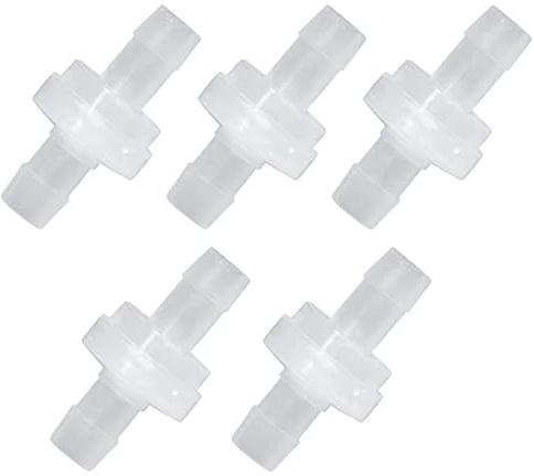Uenhoy 8 mm Rückschlagventil Rückschlagventil für Kraftstoff, Gas, Luft, Flüssigkeit, Ozonbeständigkeit, Kunststoff-Rückschlagventil, 5 Stück