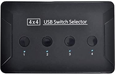 Cablecc KVM USB 2.0 Switch Selector 4 puertos PCs compartiendo 4 dispositivos para teclado Mouse Scanner Impresora