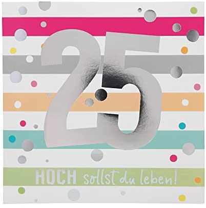 Depesche 11515-034 Zahlenkarte zum 25. Geburtstag mit Musik, veredelte Klappkarte mit originellem Innentext, inkl. Umschlag, Format 15,5 x 15,5 cm