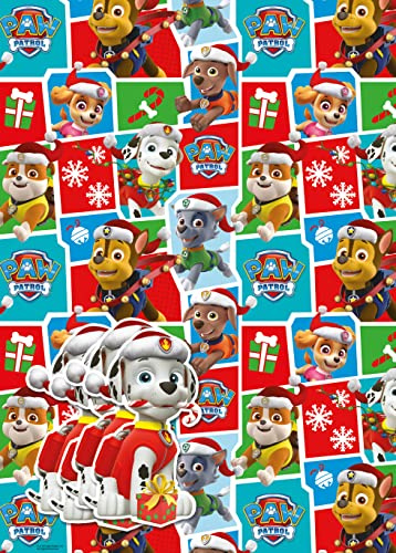 Paw Patrol Weihnachts-Geschenkpapier, 4 Blatt Anhänger für Geschenkpapier, 4 Bögen Geschenkpapier