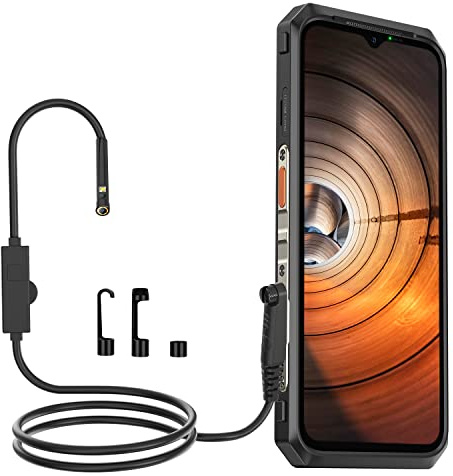 Ulefone Endoskop-Inspektions-Dual-Kamera, IP67 wasserdichtes Endoskop, mit 2 Meter halbstarrem Kabel, 7 dimmbare LEDs, für Armor 34/33/30 Pro/29/28 Ultra/27/27T/26/24 RugKing Series Rugged Smartphone