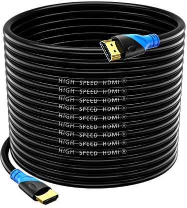 Rommisie Cable HDMI 4K/60HZ 25M (HDMI 2.0,18Gbps) Conectores chapados en oro de ultra alta velocidad, Retorno de audio Ethernet, Video 4K, FullHD1080p 3D Compatible con Playstation Arc PC HDTV