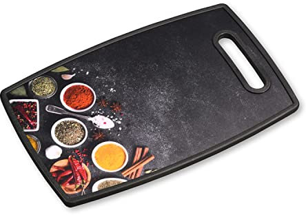 KESPER 30816 Schneide- & Servierbrett, Kunststoff, Motiv SPICES/Schneidbrett