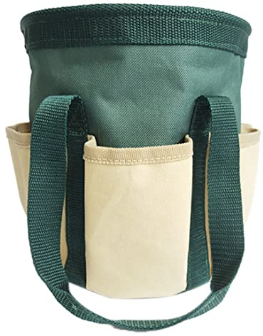 Hilai Porte-Outils de Jardin, Sac à Outils de Jardin Robuste Sac fourre-Tout Organisateur d'outils de Jardinage avec 6 Poches pour Femmes Hommes Vert foncé