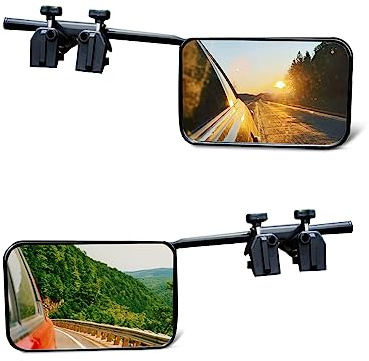 TOTMOX Set di 2 specchi di traino per auto di estensione, specchio di traino con guscio in PP e vetro HD, specchio laterale universale a forma di rettangolo da agganciare, per roulotte ecc.