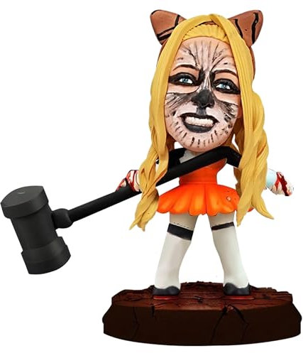 mydedor Halloween-Wackelkopf-Dekoration: benutzerdefinierte Halloween-Wackelkopf-Spielzeug, Frau mit Hammer, handgefertigte Skulptur, Wackelkopf, Halloween-Party, Auto, Büro, Heimdekoration
