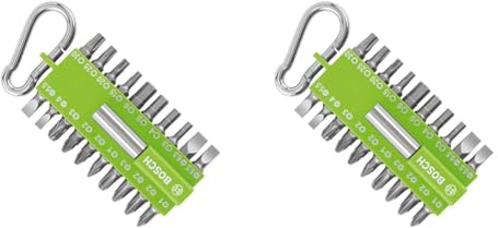Bosch 21-tlgs. Schrauber Bit-Set Grün (mit Universal-Bithalter, Karabiner, Zubehör für Akkuschrauber) Einheitsgröße (Packung mit 2)