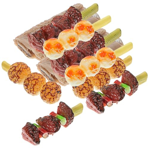 BESPORTBLE 10st Simulierte Grillspieße Modell Kunstfleisch Gefälschte Fleischscheibe Essensspielzeug Legen Lebensechtes Fleischdekor Resin Zubehör Geschnittenes Fleisch PVC Kanto-Kochen Kind