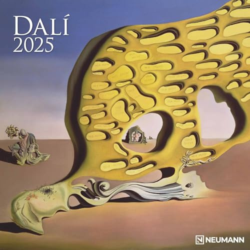 N NEUMANNVERLAGE - Dali 2025 Broschürenkalender, 30x30cm, Wandkalender mit ausgewählten Kunstwerken von Dli, internationalen Feiertagen und Mondphasen, viel Platz für Notizen