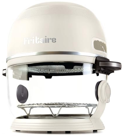 Fritaire 4.7L Glass Bowl Air Fryer with Rotisserie and French Tumbler, Self Cleaning, White