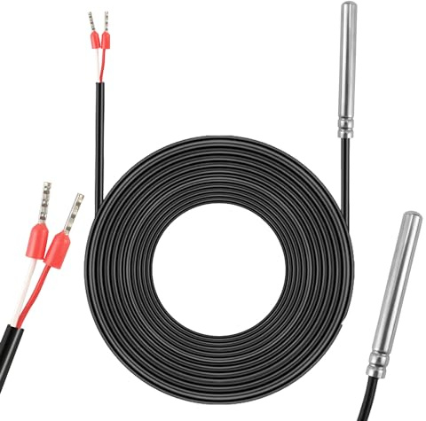 PT1000 Temperatursensor 3 Meter Wasserdicht Temperaturfühler mit PVC Edelstahl Waterproof Probe Kompatibel mit Raspberry Pi
