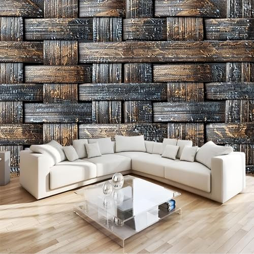 Fotomural tejido geométrico de bambú Fotomural Pared, 250x175 cm Papel Pintado 3D, Fotomurales Decoración de Comedores Moderna Lana Sala Cuarto Salón