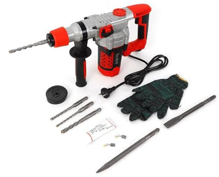 Trapano elettrico 2200 W, trapano a percussione e martello scalpello, set per cemento, parete e pavimento. Robusto e potente per professionisti e fai da te