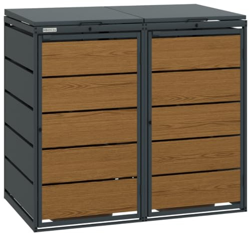 Golden Oak | 2er Mülltonnenbox für Mülltonnen bis 240 Liter | Mülltonnenverkleidung | Mülltonnenhaus | Box für Mülltonnen | Mülltonnenunterstand