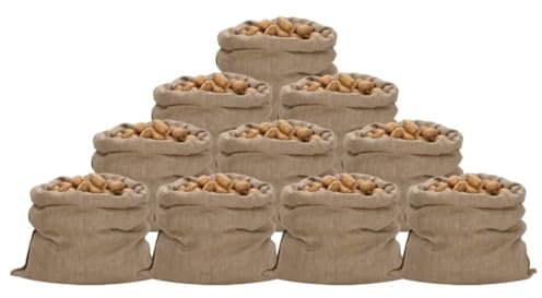 SKM Sacos de Yute 10 Unidades 100x110 cm 100% Yute 340 g/m²,Maletas y Bolsos de Viaje,Marrón,155788