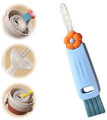 Set di spazzole 3-in-1 per la pulizia dei coperchi delle tazze, per i tappi delle bottiglie, per le fessure multiuso e per la pulizia delle bottiglie (Blu)