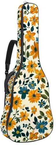 Bassgitarrentasche, 101,6 cm, 101,6 cm, doppelter verstellbarer Schultergurt, Akustikgitarre, Gigbag, Gitarrenkoffer, wasserdichtes Oxford-Tuch, dicker Schwamm, Vintage-Design mit kleinen Blumen,