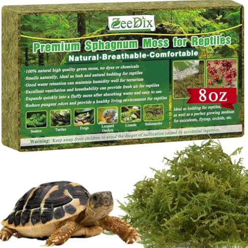 ZeeDix Sphagnum Moos 220g für Terrarium & Pflanzen | Auf 14 Liter aufquellendes, Landschildkröten, Schlangen, Geckos, Vogelspinnen feuchte Verstecke und Orchideensubstrat