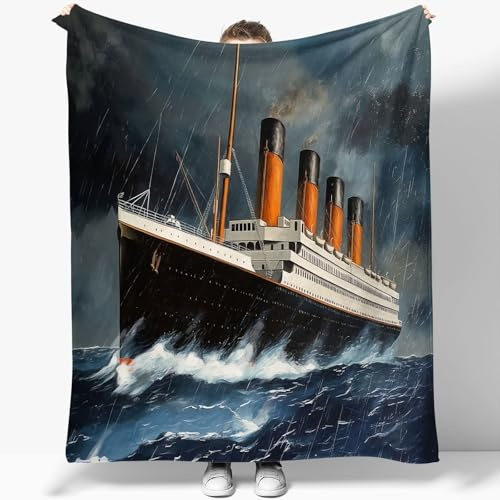 Titanic Schiff Decke Schiff im Sturm Bunt Warm Flauschig Weich Flanell Kuscheldecke Bedruckt Sofadecke Schlafdecke Bettüberwurf Wohndecke 100 x 130 cm