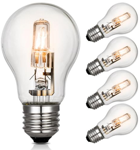 Nottac E27 Halogen Light Bulb 42W Dimmable, Edison Screw Cap 2700K Warm White, Energy Saving Light Bulbs, 624LM 220-240V, Pack of 5