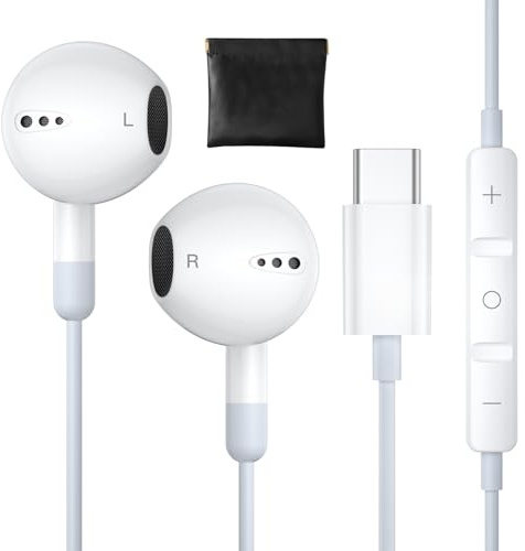 iPhone Kopfhörer mit Kabel, USB C Kopfhörer mit Kabel In Ear Typ C Ohrhörer für iPhone 17 Air/17 Pro Max/16e/15 mit Mikrofon und Lautstärkeregler, Kopfhörers USB C for Samsung Galaxy S25 S24 Ultra