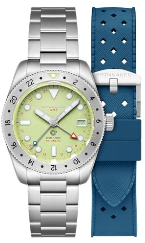Spinnaker Reloj de pulsera para hombre 39 mm Croft 39 GMT automático edición limitada con correa de acero inoxidable macizo SP-5157, Pulsera