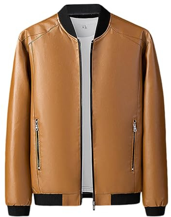 Giacca in Pelle Uomo, Leggera Sottile con Tasca sulle Maniche Giubbotto Bomber Giaccone Giacca Chiodo Pelle Biker Motociclista Giubbotto Chiodo Giacca Leggera Giacca Uomo Elegante
