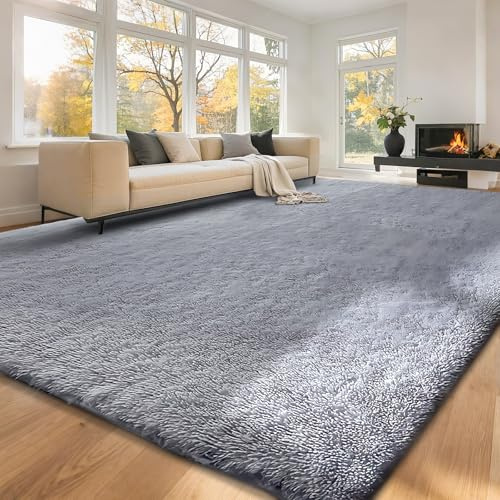 Rugs Living Room: 160x230cm Grey Large Rug for Living Room - Washable Rug Super Soft Fluffy Shaggy Rugs Suit for Dorm Nursery Bedside Kids Room Lounge Office Home Decor - Anti-Slip Backing Carpets