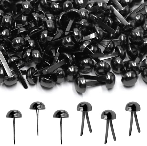 lyualma 400 Pièces Noir Clips Bipodes Tête Ronde Attache Mini Scrapbooking à Tête Ronde Accessoires de Décoration 8x18mm pour Création de Cartes et Travaux Manuels