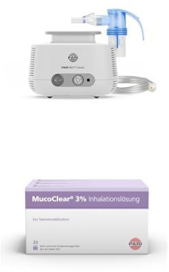 Bundle aus Pari Boy Classic, Inhalationsgerät Zur Behandlung von Atemwegserkrankungen, für Kinder Ab 4 Jahren Und Erwachsene + MucoClear 3% Inhalationslösung, 60 x 4 ml Lösung