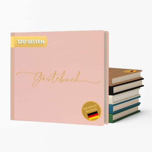 Plantvibes Libro de visitas premium para bodas – 120 páginas de papel de alta calidad, papel grueso, no se rompe, estilo vintage, con título dorado, ideal para bodas, aniversarios, cumpleaños