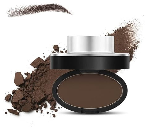 Waterproof Eyebrow Stamp Kit with Smudge-Proof Powder & Stencil, 1-Second Application for Natural Brows, Long-Lasting Dark Tint Brow Pomade, Beginner-Friendly & Easy-to-Use Press Design (Dark Brown)