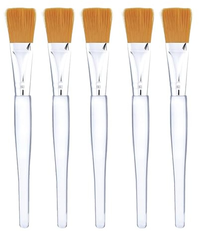 5 PCS Facial Mask Brush Set, Face Mask Brush, Powder Brushs, Soft Synthetic Makeup Brushes with Clear Plastic Handles for Skincare, Facial Masks, and Cosmetics Application (16.8 CM)