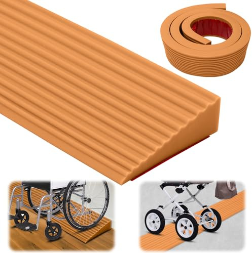 100 x 5.5 x 1.5 cm Door Threshold Ramp PVC Wheelchair Ramp Non-slip Surface Rubber Access Ramp for Stroller, Wheelchair, Walker or Scooter